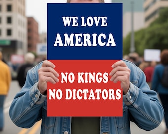 We Love America, Activist Wall Art, Anti-Fascism Protest Poster, Freedom Over Fascism Printable