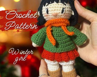 Crochet Winter Girl doll Pattern PDF | Christmas gift, Amigurumi toy, DIY tutorial, Plush Doll