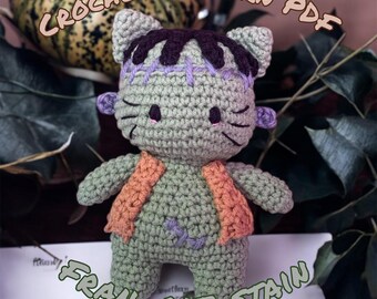 Frankenstein Cat Crochet Pattern | Halloween Amigurumi (PDF)