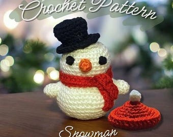 Crochet Snowman Pattern PDF (with 2 BEANIES) | Amigurumi toy, Christmas gift, Handmade