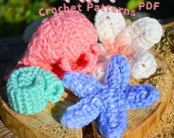 Crochet Sea Charms Patterns PDF | Amigurumi Tutorial (4 IN 1)