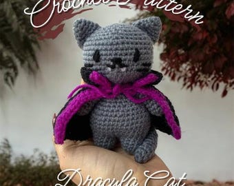 Dracula Cat Crochet Pattern | Halloween Amigurumi Toy (PDF Pattern)