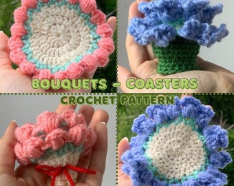 Flower Bouquet Coasters Crochet Pattern (PDF)