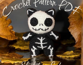 Halloween Skeleton Cat Crochet Pattern | Amigurumi Tutorial (PDF)
