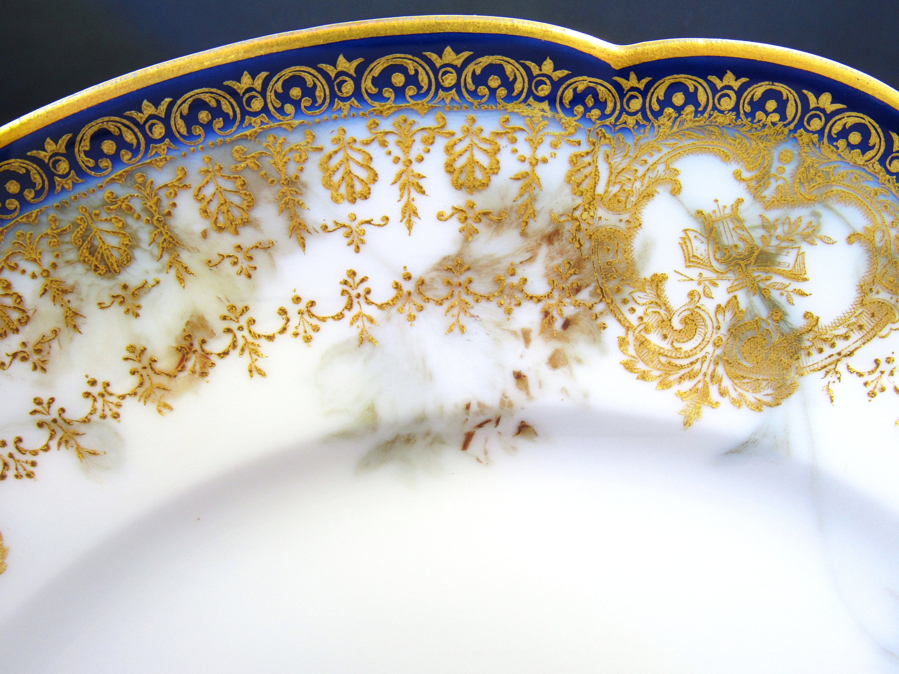 Rare Antique Haviland Limoges Feu De Four Plate With Dark Blue Etsy