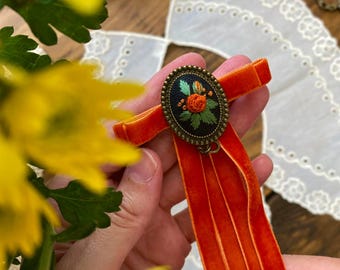 Handmade Embroidered Brooch For Women,Elegant Office Fashion,Female Ribbon  Bow Collar Pin Accessories, Mothers Day Gift, Teacher Gift,