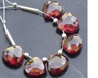 5 Matched pair of Gorgeous Item,10X10mm NATURAL RED GARNET Faceted Cut Trillion Briolettes,Best Matched Pairs