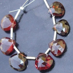 MOZAMBIQUE GARNET Faceted Heart Shape Briolettes, 7 pieces 8-9mm Long,Superb Finest Quality