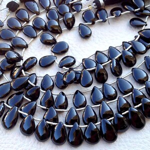 7 inch lange Strand, Superb-mooiste AAA zwarte SPINAL glad Pear Shape Briolettes, 10-12mm grootte,
