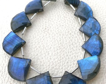 6 Pieces, Natural Blue Flashy Labradorite Faceted Fancy Shape Briolettes,18x14mm Long,Finest Quality,Amazing Shape.
