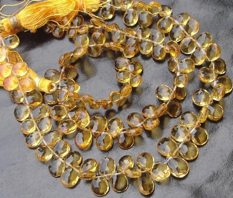 RARE Full 8 Inch Long Strand,Superb-Finest Quality Citrine Faceted Pear Shape Briolettes,8-9mm size aprx.Great VERY RARE