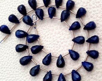 New Arrival, Dyed Natural SAPPHIRE Faceted Drops Shape briolettes,9-10mm Long, Finest Item