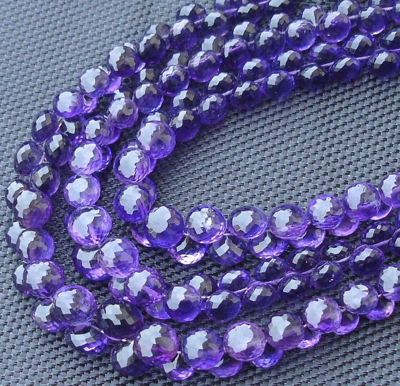 8 Inch strands,SUPER-FINEST-aaa Quality BRAZIL Amethyst Micro Faceted 6-7mm Onions Shape Briolettes,Super Fine Quality,Wholesale Price