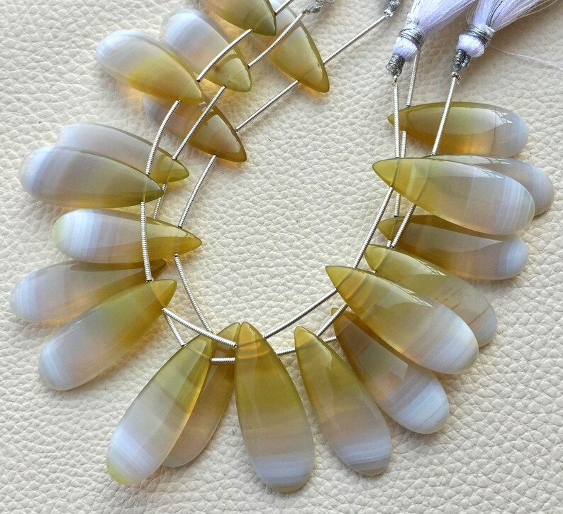 Full 7 inch long Strand,Designer Special Chalcedony Elongated Smooth Pear Briolettes,36-34mm,Amazing Item at Low Price Brand New
