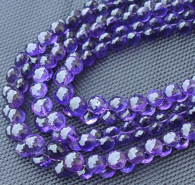 8 Inch strands,SUPER-FINEST-aaa Quality BRAZIL Amethyst Micro Faceted 6-7mm Onions Shape Briolettes,Super Fine Quality,Wholesale Price