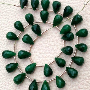 New Arrival, 20 Pieces APRX. Dyed Natural EMERALD Faceted Drops Shape briolettes,9-10mm Long, Finest Item