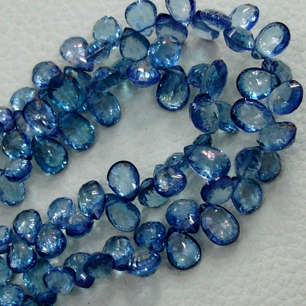 TANZANITE BLUE TOPAZ,Very Very Very Superb-Mystic Blue Topaz Concave Cut Pear Briolettes,6-7mm aprx.