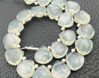 10 Pieces, Natural Rare Green Moonstone Faceted Heart Shape Briolettes,10x10mm Long,Finest Quality,Amazing Rare Color.