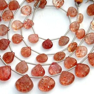 AAA Quality,Gorgeous Sparking Sunstone Smooth Heart Shape Briolettes, 17 Pieces, 9-10mm Larger Size,Great Price Item