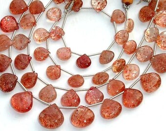 AAA Quality,Gorgeous Sparking Sunstone Smooth Heart Shape Briolettes, 15 Pieces, 9-10mm Larger Size,Great Price Item