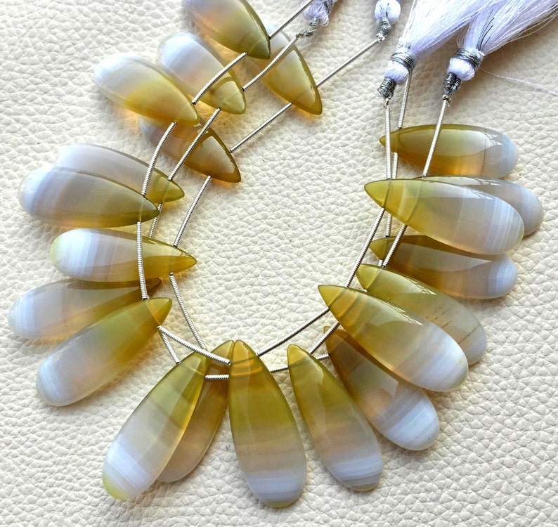 Full 7 inch long Strand,Designer Special Chalcedony Elongated Smooth Pear Briolettes,36-34mm,Amazing Item at Low Price Brand New