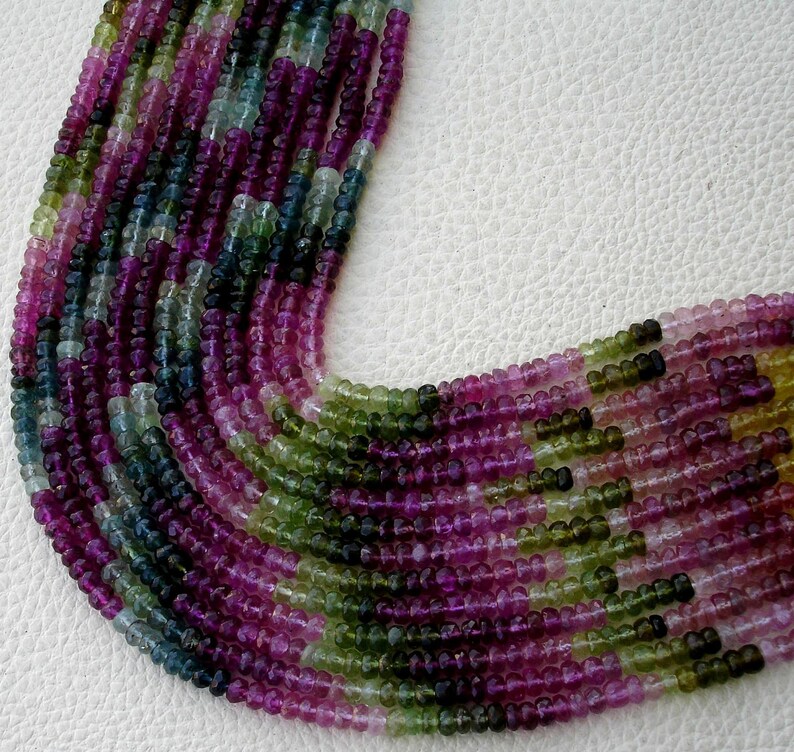 MULTI TOURMALINE,4 Strand Of Manufacturer Price Rondells,Machine Cut Quality . 4 Strands,Latest Arrival