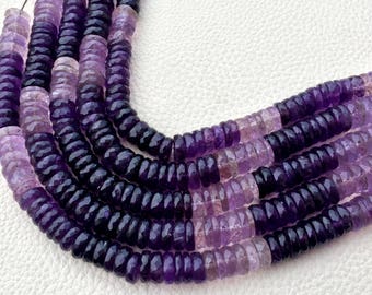 8 Inch Strand, Superb-Natural SHADED AMETHYST Faceted Tyres, 9-8.5mm Long,Great Quality at Wholesale Price .