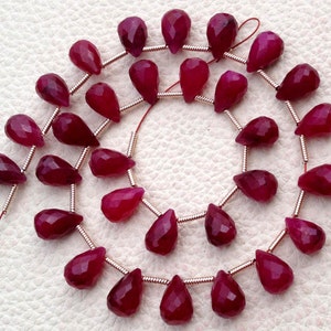 New Arrival, 10 Matched Pairs APRX. Dyed Natural RUBY Faceted Drops Shape briolettes,8-9mm Long, Finest Item