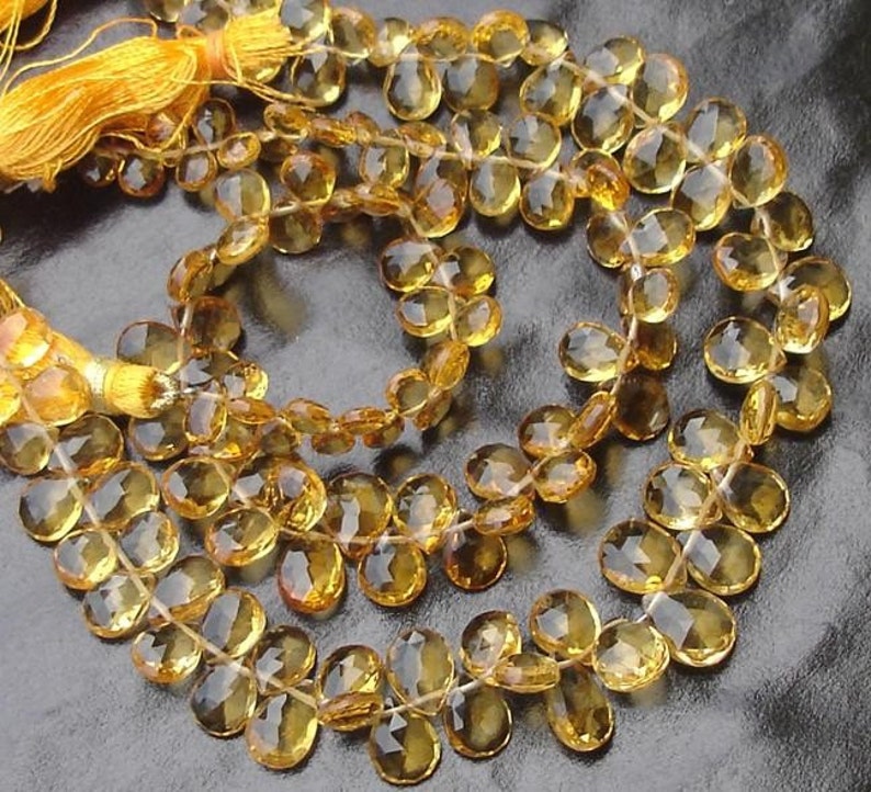 RARE Full 8 Inch Long Strand,Superb-Finest Quality Citrine Faceted Pear Shape Briolettes,8-9mm size aprx.Great VERY RARE