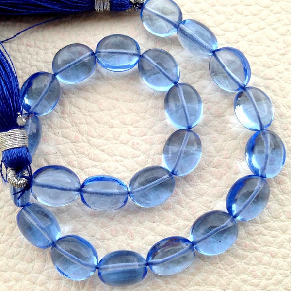 Full 8 Inch Long Strand, TANZANITE Blue Quartz Smooth Ovals Beads,8x10mm, Matched Pieces,Amazing Item