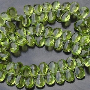Finest-Quality-PERIDOT Faceted Pear Shape Briolettes,Great Price,7-7.5mm Long aprx.Superb Item
