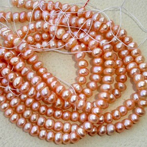 16 Inch Long Strand,SUPER-FINEST-Natural- Fresh- Pink Water Perals,Smooth Rondells,6mm Size