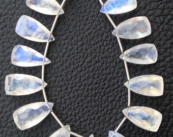 Brand New, 4 Matched pairs,Extremely Blue FLASHY RAINBOW Moonstone Faceted Pyramid Shape, 15x8mm,AMAZING