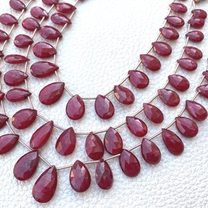 Brand New,Finest Quality, Full 8 Inch Full Strand,Natural Dyed RUBY Faceted Pear,14-10mm Size,Amazing Item at Low Price.
