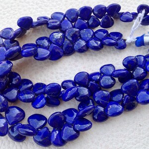 Brand New,Full 8 Inch Strand, Lapis Lazuli SMOOTH Heart Briolettes,(Size 7-9mm approx),Great Quality at Low Price