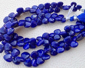 Brand New,Full 8 Inch Strand, Lapis Lazuli SMOOTH Heart Briolettes,(Size 7-9mm approx),Great Quality at Low Price