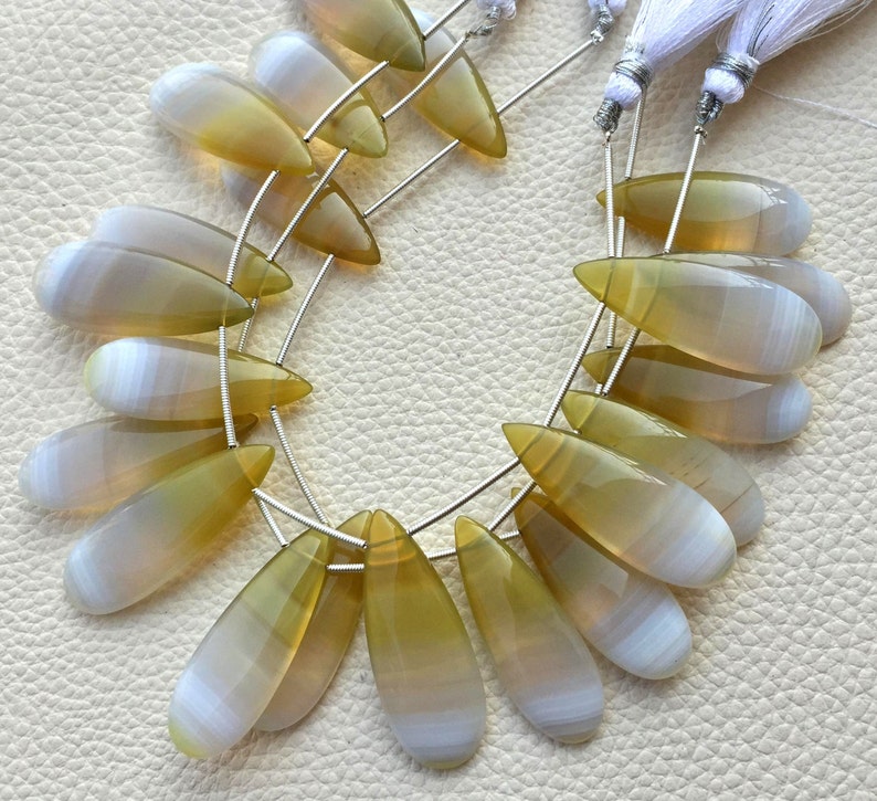 Full 7 inch long Strand,Designer Special Chalcedony Elongated Smooth Pear Briolettes,36-34mm,Amazing Item at Low Price Brand New