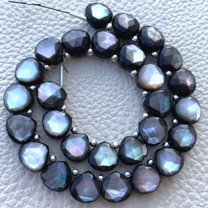Brand New, 4 Matched Pairs, Natural Black Mother of Pearl Faceted Heart Shape Briolettes,9x9mm Size,Amazing Rare Item.