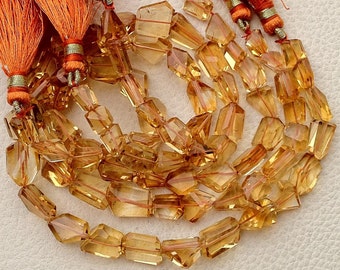 Golden Citrine Nugget Strand, Step Cut, 9 Inch