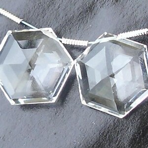 AAA Quality, 17x17mm Long Rock CRYSTAL QUARTZ  Faceted 6 Top Star Shape Briolettes,Matched Pair