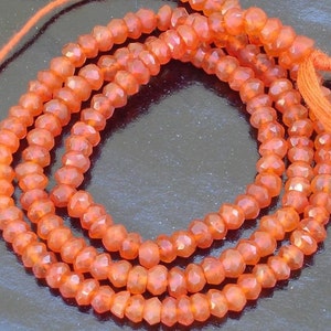 AAA Quality, Amazing CARNELIAN Micro Faceted Rondells, 3.5mm,Full 14 Inch Long Strand,Manufacturers Price Item