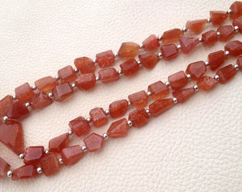 Brand New,AAA Quality,Gorgeous Sparking Sunstone Faceted Nuggets Shape Briolettes,16 Inch Strand, 10-14mm Larger Size,Great Price Item