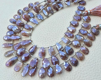 Brand New, Full 8 Inch Strand, Rare Mystic Copper SILVERITE Faceted Pear Briolettes,11-12mm Amazing Item at Low Price