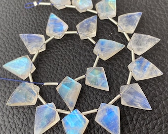 3 Matched Pairs, Natural Blue Flashy Rainbow Moonstone Fancy Shape Briolettes,15x11mm Long,Finest Quality,Amazing Shape.