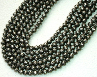 12 Inch Long Strand,Superb PYRITE Micro Faceted Balls Beads,4.5-5mm size,Great Item at Low Price