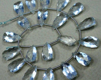 8 Inch-Super-Finest-Superb-aaa-Quality 7 Matched Pairs,16mm Long Elongated PYRAMID Shape Briolettes, ROCK CRYSTAL Quartz.