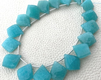 2 Matched Pairs, Natural Amazonite Faceted Fancy Shape Briolettes,18x15mm-17x15mm,Larger Size Finest Amazonite.