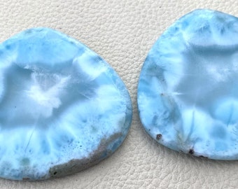 368 Carat Weight GIANT RARE 2 Pieces, Rare Natural LARIMAR Smooth Heart Shape Briolettes,Superb Item at Low Price,Just 2 Piece