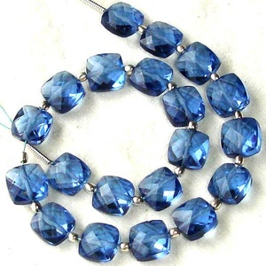 New Arrival,8 Inch Long Strand, LONDON BLUE QUARTZ Faceted Cushion Shape Briolettes,8mm Size,Great Price Amazing Item image 1