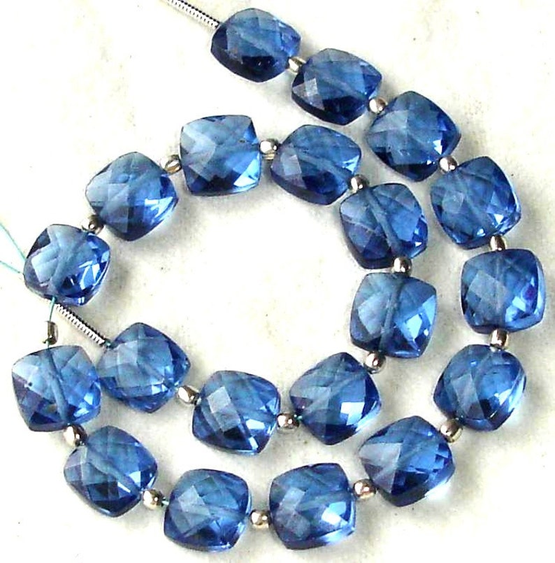 New Arrival,8 Inch Long Strand, LONDON BLUE QUARTZ Faceted Cushion Shape Briolettes,8mm Size,Great Price Amazing Item image 1